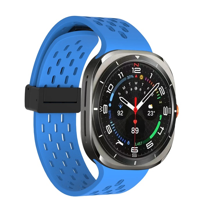 Curea Silicon MTP compatibila cu Samsung Galaxy Watch Ultra, 47mm, Inchidere magnetica, Quick Release, Albastru
