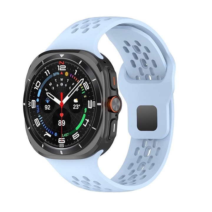 Curea Silicon MTP Sport Breathable compatibila cu Samsung Galaxy Watch Ultra, 47mm, Quick Release, Sky Blue