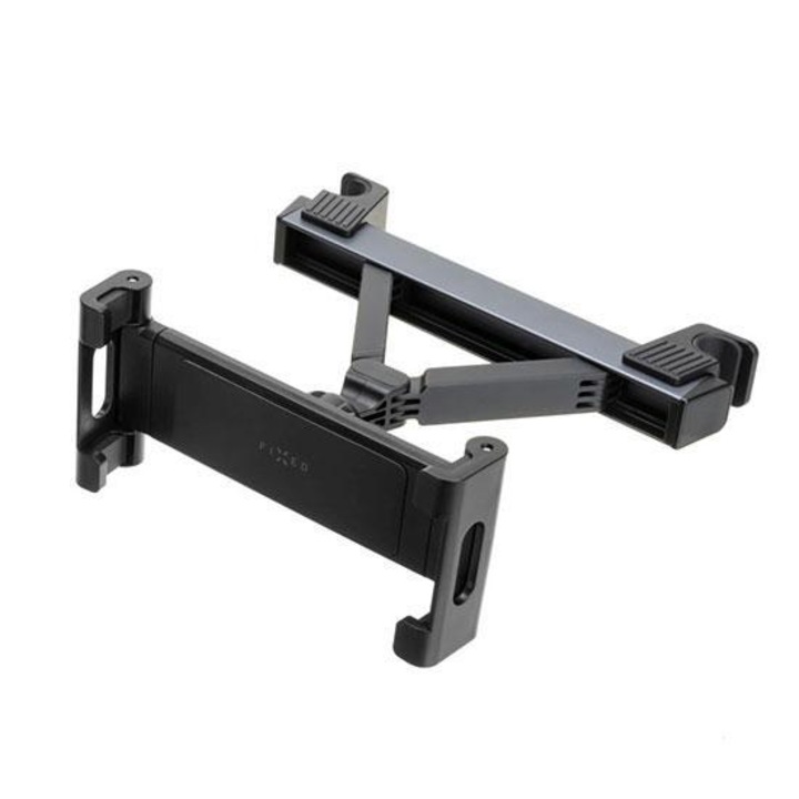 Suport auto tetiera pentru tableta si telefon, WTO®, Ideal pentru copii si adulti, Aluminiu si ABS, compatibil cu tablete intre 4.7 – 12.9 inch, rotatie 360 de grade, extensibil, Negru