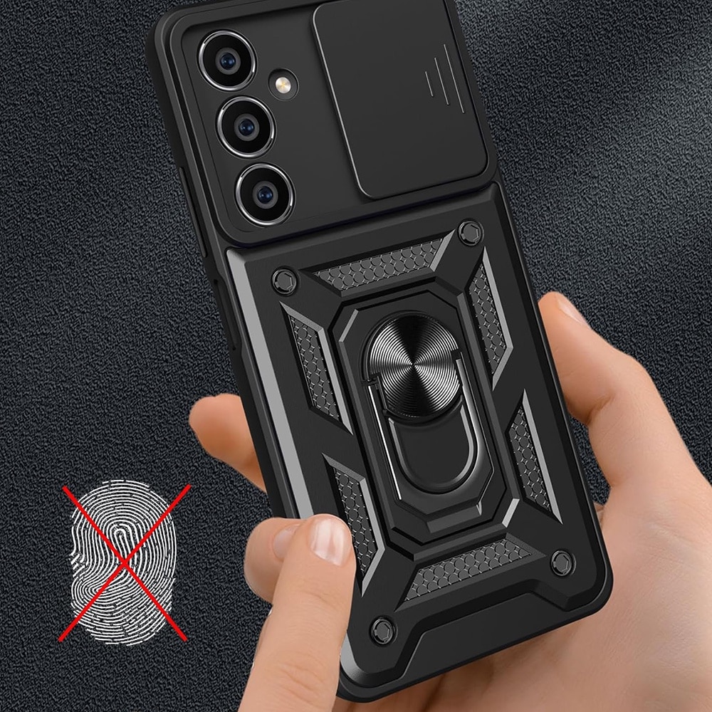 Husa pentru Samsung Galaxy S23 FE Premium Hybrid Armor Kickstand, Slider Camera, Antisoc, Protectie Superioara, Negru