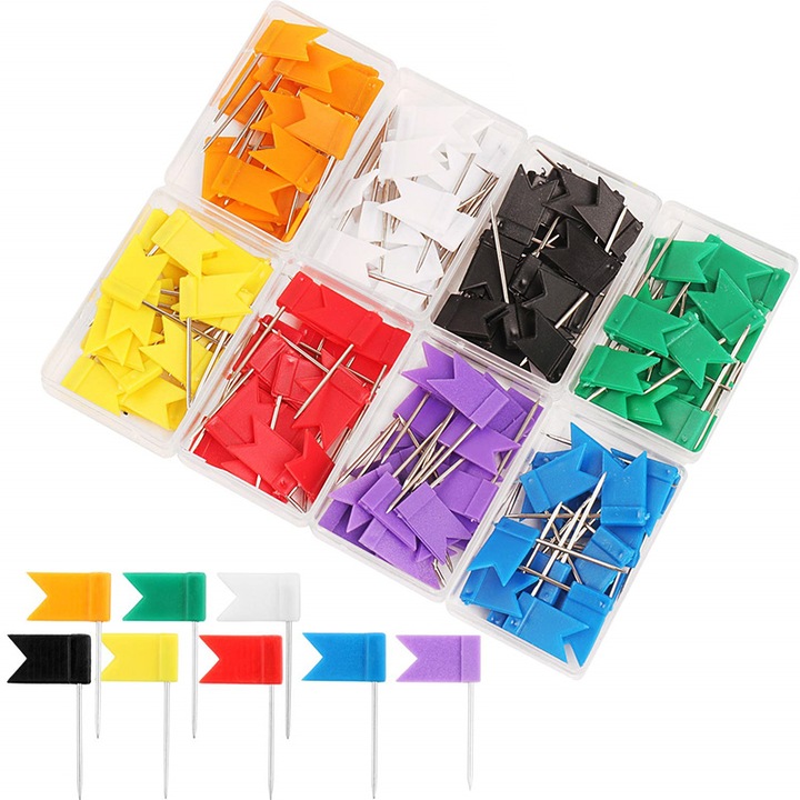 Комплект от 160 цветни пионки, 8 различни цвята, стомана/пластмаса