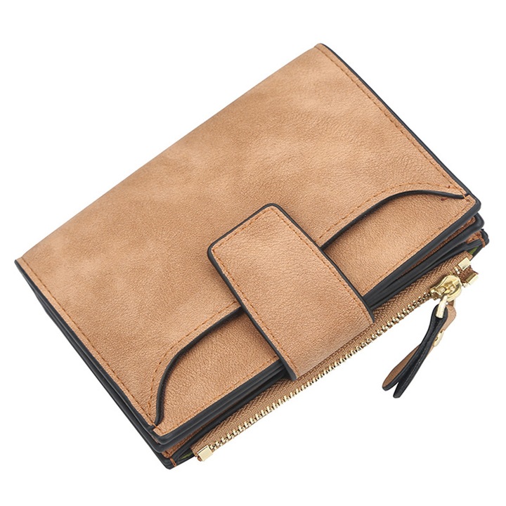 Portofel dama AMRINUGL, piele PU, gri, roz, maro, albastru, Maro, One Size