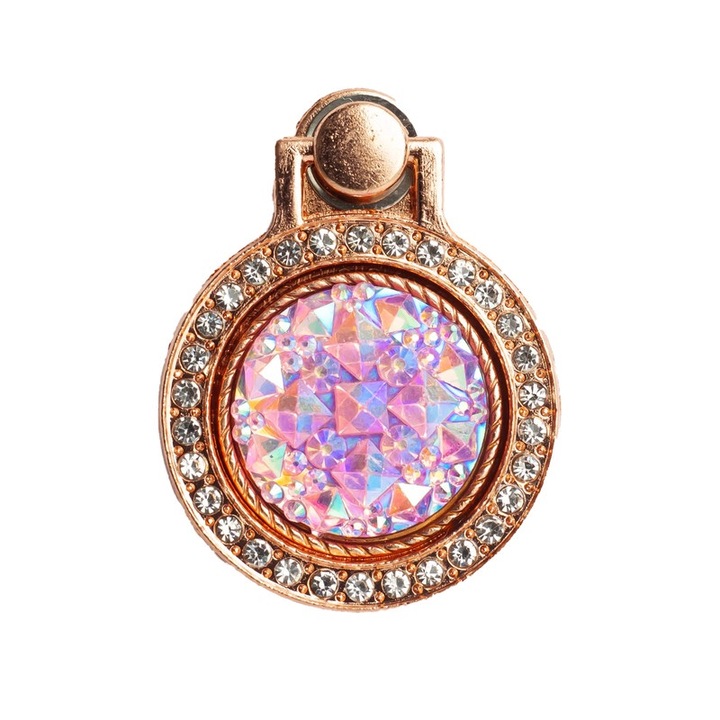 Telefontartó 360-ban forgatható, műgyémánt, rózsaszín arany, univerzális