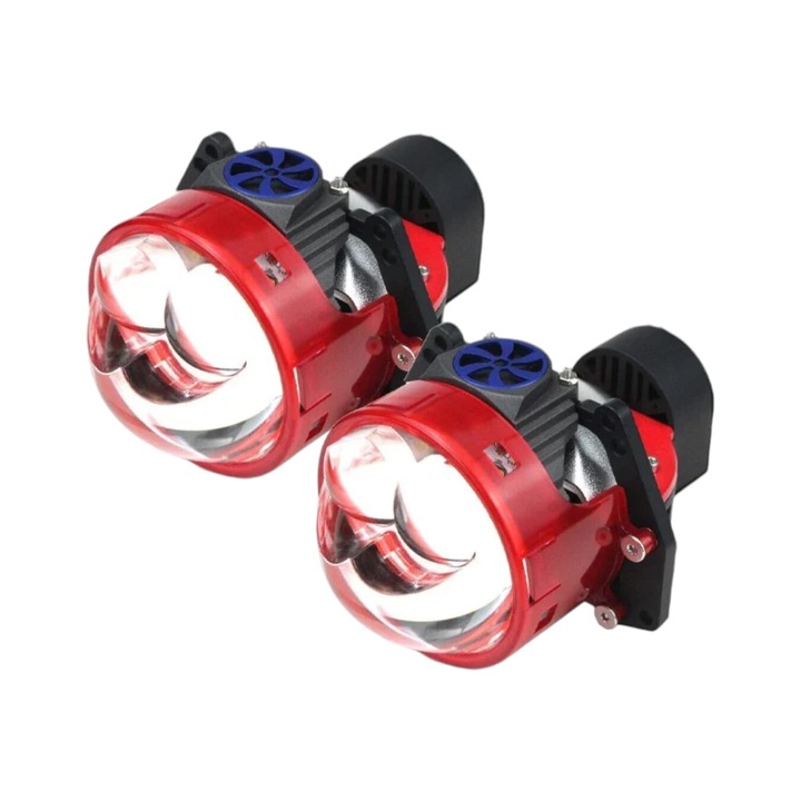 Комплект от 2 Bi-LED лазерни лупи за фарове, 75 W, 12 490 лумена, 6500K, IP68, мощна светлина, универсална съвместимост за халогенни и ксенонови AutoREY Premium