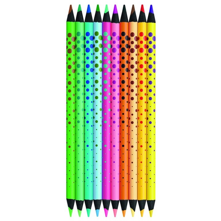 Set 10 creioane colorate varf dublu, 20 culori JOLLY CRAZY NEXT GENERATION