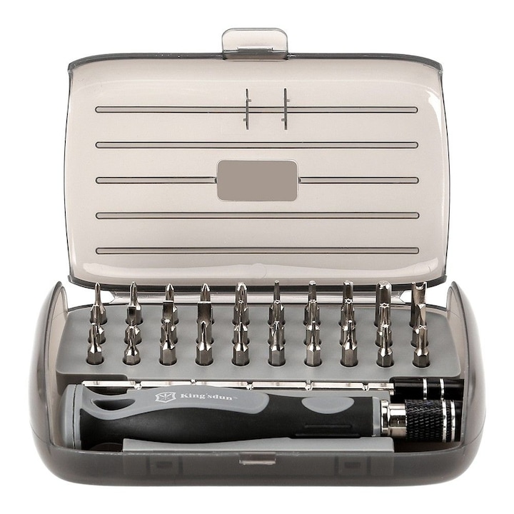 Csavarhúzó készlet 32 darab cserélhető bittel Precíziós csavarhúzó 32 az 1-ben prémium szürke