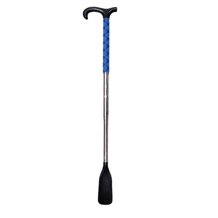 Incaltator pentru pantofi, Telescopic 35-87cm, AllizBan®, extra lungi cu maner, Aliaj de aluminiu, Albastru