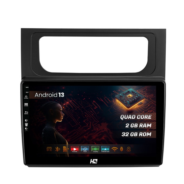 Navigatie HUB64 Volkswagen Touran (2010-2016), 2GB RAM, Android 13, GPS, Wi-FI, Carplay, Android Auto, USB, Bluetooth, Radio, Waze, Touchscreen, 10.1 inch