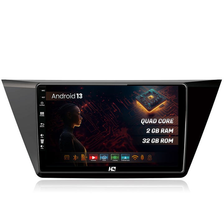 Navigatie HUB64 Volkswagen Touran (2016, ), 2GB RAM, Android 13, GPS, Wi-FI, Carplay, Android Auto, USB, Bluetooth, Radio, Waze, Touchscreen, 10.1 inch