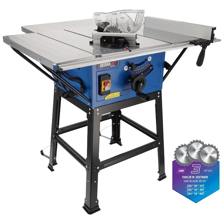 Ferastrau circular cu masa pentru lemn, muchie, ferastrau circular DEDRA DED7754T3 2000W, lama 254mm