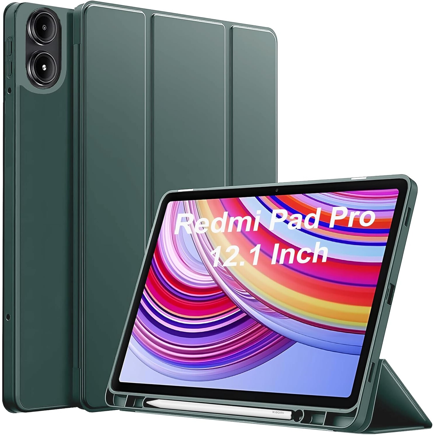 Husa pentru Xiaomi Redmi Pad Pro 12.1 Inch Soft Shell cu functie wake-up/sleep si compartiment pentru stylus tip stand - verde