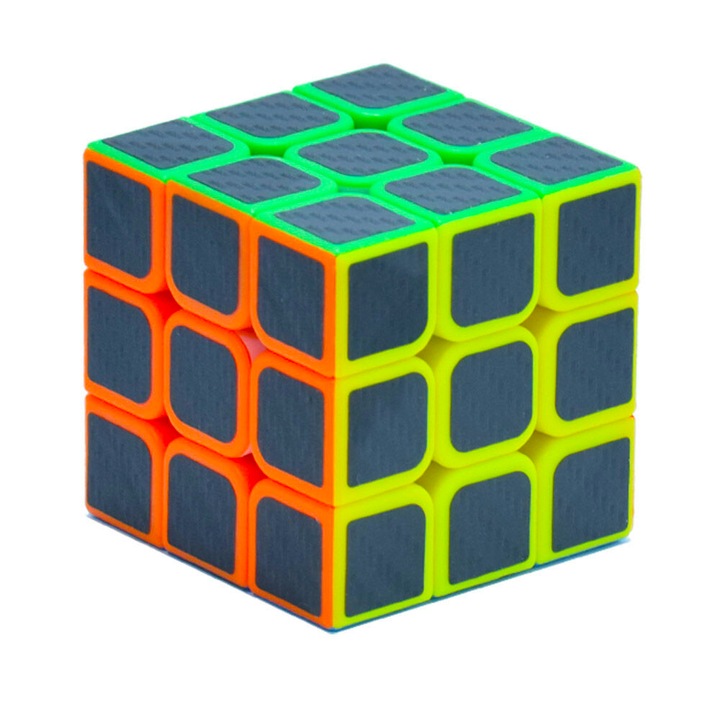 OEM, Rubik kocka készségfejlesztő játék, 3x3-as, 5.5x5.5x5.5cm, 6 színes fekete alapon