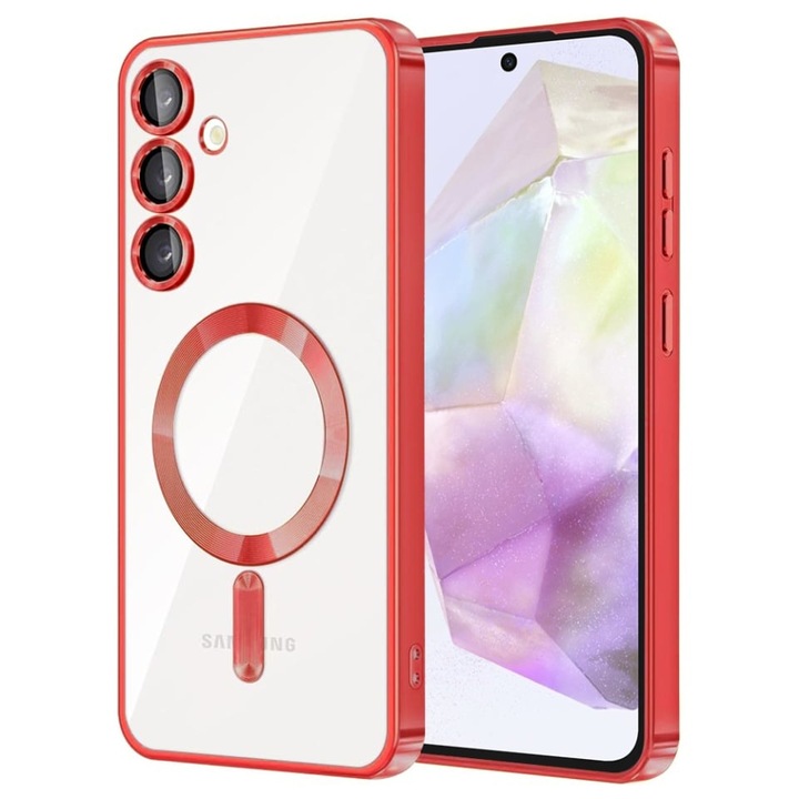 Husa pentru Samsung Galaxy A55 5G cu Magsafe integrat, SKYDDAR Luxury Shield - Rosu