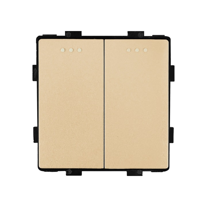 Luxion mechanikus dupla kapcsoló modul, nyomógomb, impulzus, reset / visszatérő funkcióval, arany