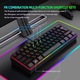 RGB механична клавиатура с 61 клавиша, RGB осветление с 8 режима и 5 нива на яркост, компактен и ергономичен дизайн за игри и работа, съвместим с Windows, macOS и Android, издръжливи инжектирани клавишни капачки, цвят розово/бяло
