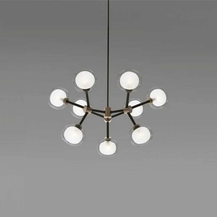 Lustra cu 9 abajururi, negru/auriu, LED CONCEPT, LC-R-5477/9