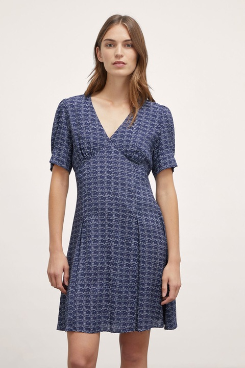 Motivi, Rochie cu decolteu in V si maneci bufante, Bleumarin