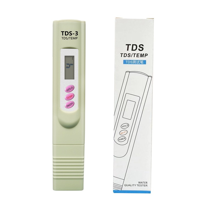 Aparat de masura calitatea apei TDS, digital, portabil, 0-9999 ppm, 155x31x23 mm, fara baterii