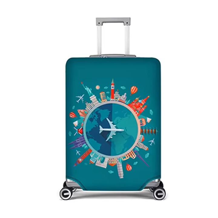 Husa protectie troler, model Airplane, elastica, poliester, cu inchidere velcro, marimea M, turcoaz