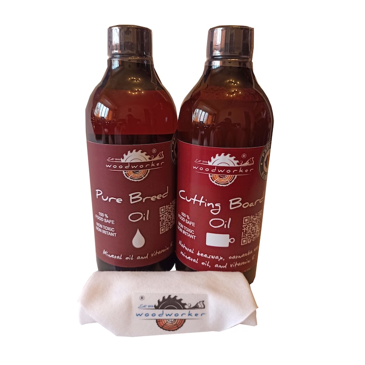Tömörfa karbantartó csomag, kettős csomag, fajtatiszta olaj, vágódeszka olaj, pamutszövet, 500 ml/500 ml, nem mérgező, élelmiszer-biztonságos, aprítók, famegmunkáló