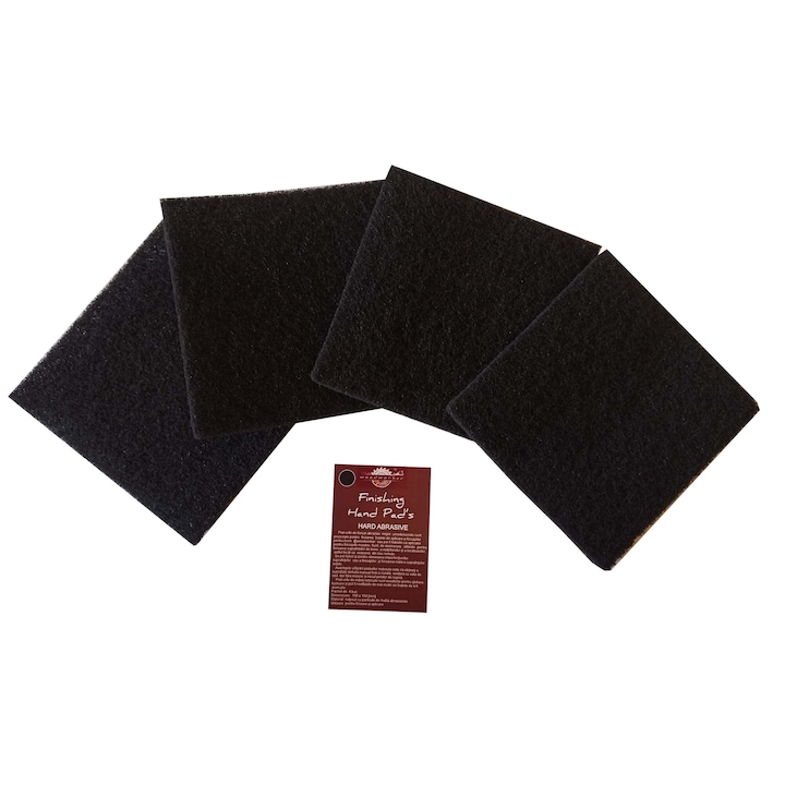 Nem szőtt szövet, nagy kopásállóságú fekete, Finishing Hand Pad's Hard Abrasive, kikészítés, nedves/száraz felhordás, fa bútorok kikészítése, 150x150 mm, 4 db-os készlet, famegmunkáló