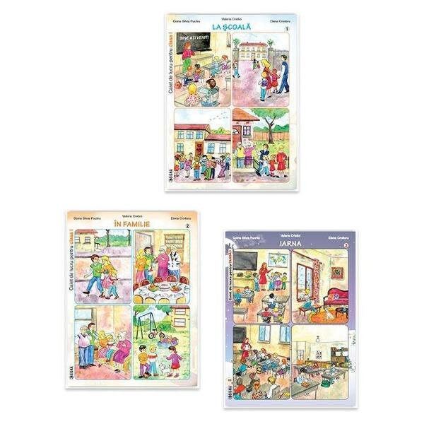 Set caiet de lucru cls 1 - Doina Silvia Puchiu, Valeria Cristici, Elena Croitoru (La scoala+Iarna+In familie)