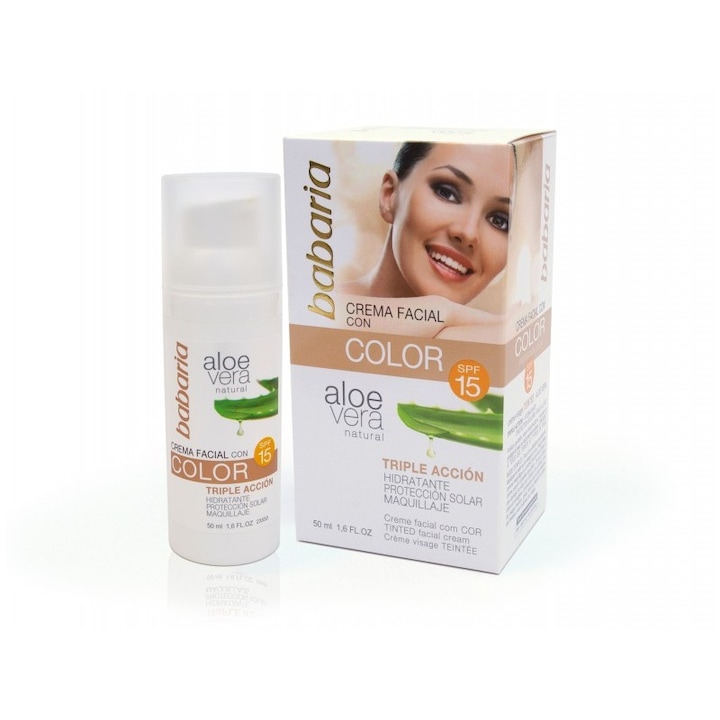 Crema coloranta pentru ten cu SPF 15 Babaria Aloe Vera BB Cream, 50 ml