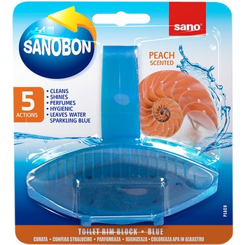 Odorizant solid Sano pentru vasul toaletei, Bon Blue Peach, 55g Odorizant solid Sano pentru vasul toaletei, Bon Blue Peach, 55g