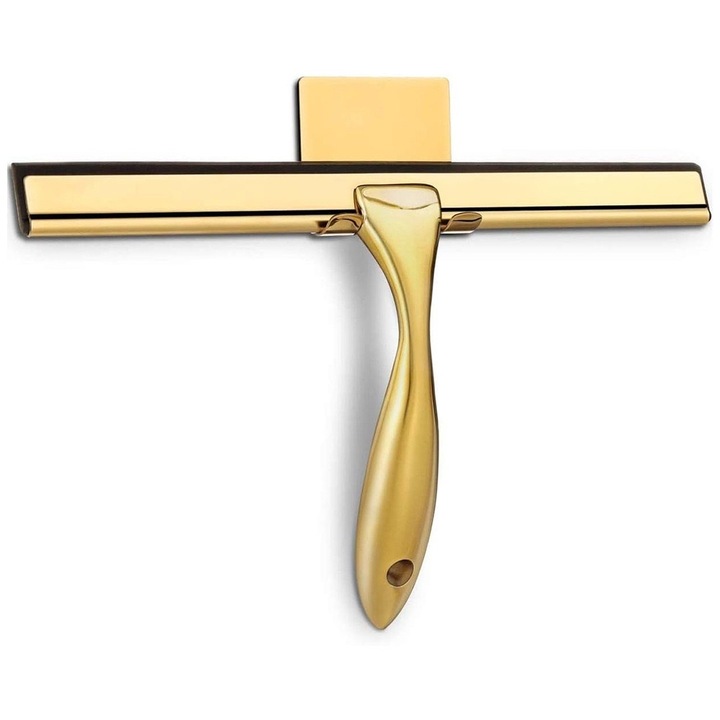 Stergatoare geam, inox rezistent la rugina, lama silicon, auriu, 18x25.2cm, cu suport