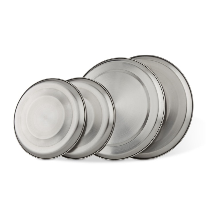 Set 4 capace protectoare pentru plita si aragaz electric, din otel inoxidabil, in 2 dimensiuni 16 cm si 20 cm