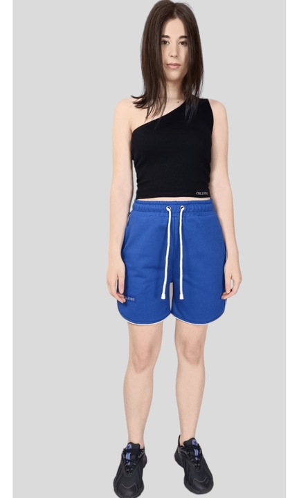 Pantaloni scurti, de dama, cu snur in talie, Marimea, Albastru