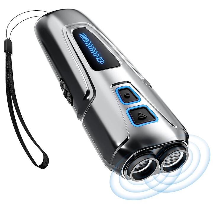 Nybgyy hordozható fekete ultrahangos ugatásgátló készülék beltéri és kültéri használatra