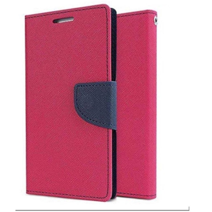 Husa tip carte Fancy Flip Book, Compatibila cu Samsung Galaxy A5 2016, Wallet Stand, Roz-Albastru