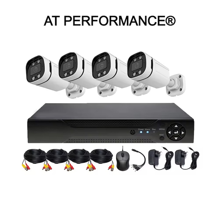AHD комплект за видеонаблюдение, AT PERFORMANCE®, Full HD - NVR и 4 външни камери 5MP full HD 1080P