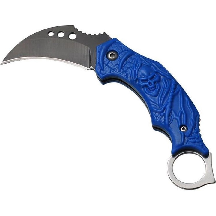 Talon kés, karambit SG1 koponya modell, kék, 13 cm, dalimag