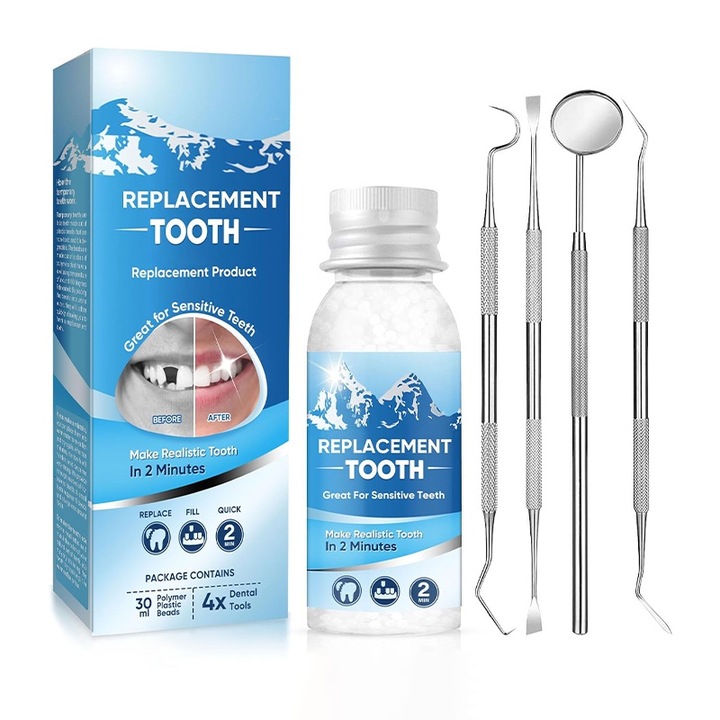 Ideiglenes fogjavító készlet, Rqiurpn, hőformázható gyöngyök, természetes kényelem, nem mérgező, átlátszó