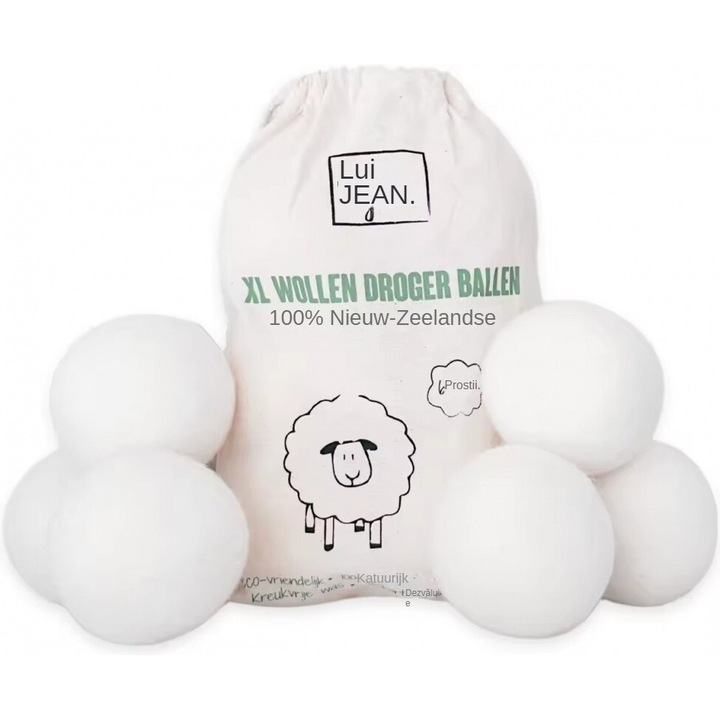 Bile de uscare din lana naturala, set de 6, 7cm, uscare rapida, reutilizabile, infuzate cu uleiuri esentiale