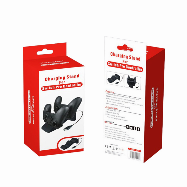Statie De Incarcare Dubla KJH Pentru Switch Pro Controller, Fast Charging, Indicator De Incarcare, Negru