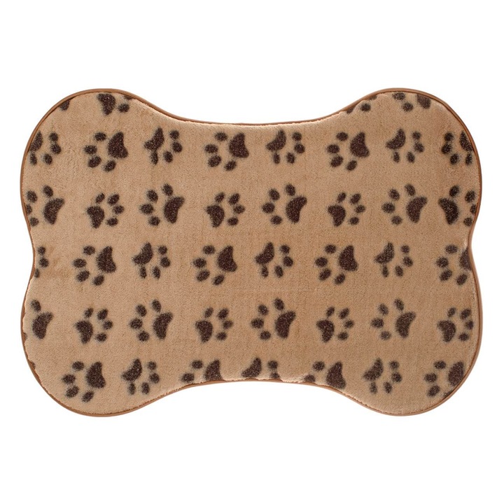 Подложка за куче с шарка на лапи, 59x43 см, кафява