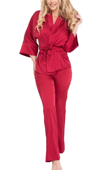 Pijama clasica din satin Kalimo, PERAI, Visiniu