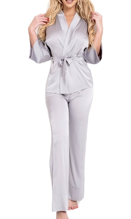 Pijama clasica din satin Kalimo, PERAI, Argintiu