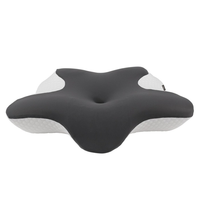 Perna ortopedica Arka, Spuma cu Memorie, desing inovator si suport eficient pentru relaxare gat, cap, umerii, imbunatateste respiratia, husa lavabila detasabila, 65x42x12 cm