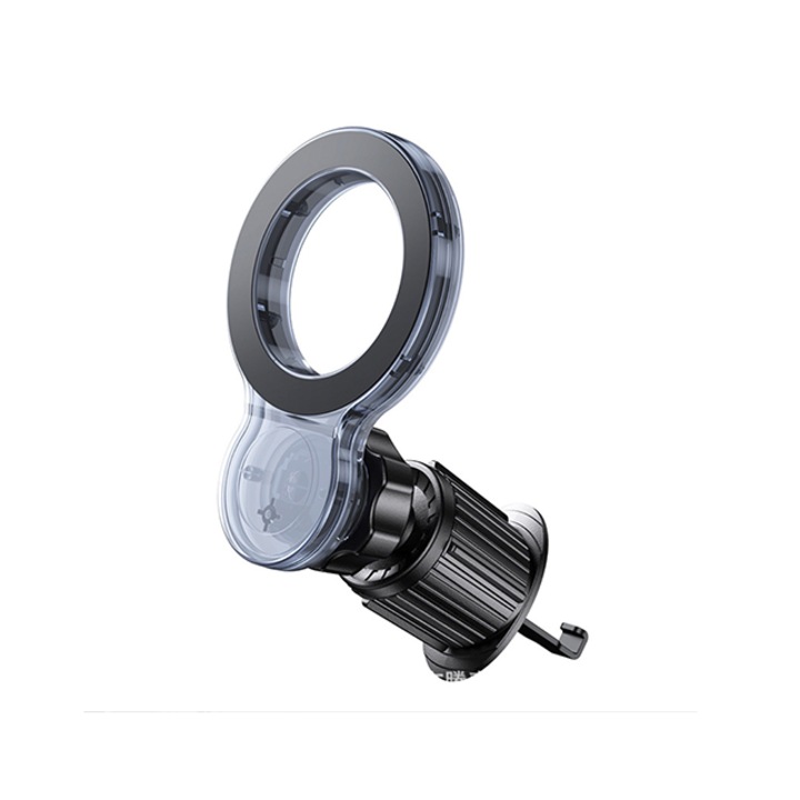 Autós telefontartó, fekete, 360°-ban elforgatható, mágnesgyűrűs, univerzális