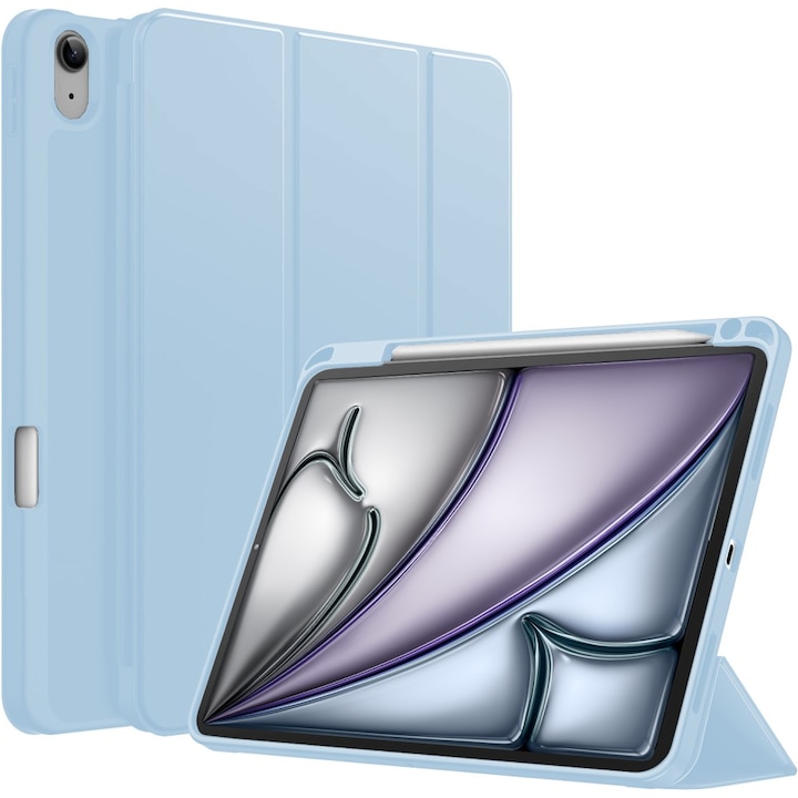 Okostok Apple iPad Air 11 2024/Air 5/4 10.9" készülékkel kompatibilis, MagneticX, CASEY STUDIOS™, állítható szögek, érintőceruza-tartó, rugalmas tok, automatikus alvás/ébresztés és Touch ID funkció, vékony és könnyű, kék