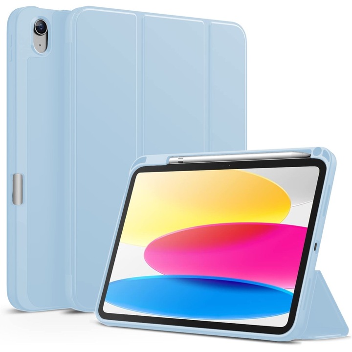 Intelligens tok Apple iPad 10. generációs 10.9"-hez, MagneticX, CASEY STUDIOS™, Állítható szögek, Stylus toll tartó, Rugalmas tok, Auto Sleep/Wake és Touch ID funkció, Vékony és könnyű, Kék