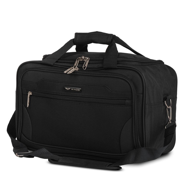 Geanta de voiaj pentru Wizz Air / Ryanair Wings WRN01, Poliester, 40 x 25 x 20 cm, Negru