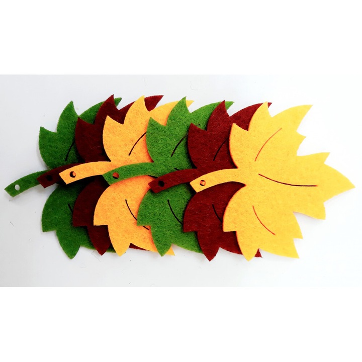 Filcfigura falevelek vegyes színben 6db/cs, kb.6cm 26162