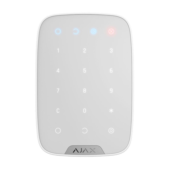 Billentyűzet vezeték nélküli érintéssel AJAX Keypad WH, 15 gomb, néma ébresztő, 1700 m