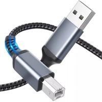 Cablu Date USB-A la USB-B, REAGLE, 2m, Viteza de Transfer 480Mbps, Impletitura din Nailon, Adapter Universal Potrivit pentru Imprimante, Scannere, Controlere si Instrumente Muzicale