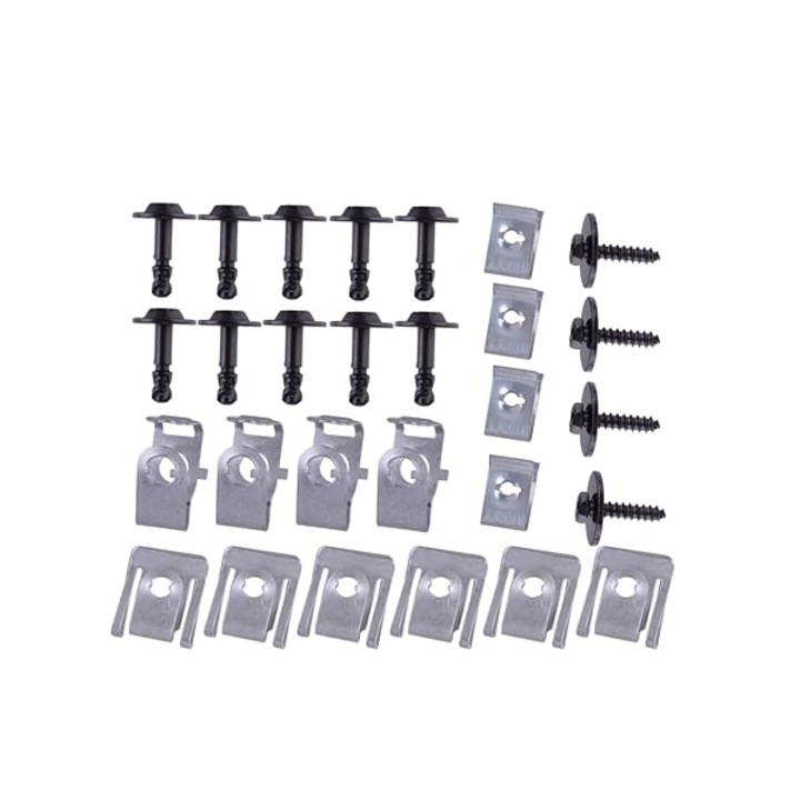 28 buc/set kit de fixare cleme sub capacul motorului mixt, pentru A4 B8, A5 8T, 2007, 2008, 2009, 2010, 2011-2015, argintiu/negru